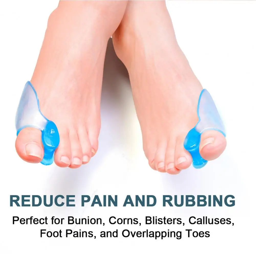1 Чифт Здрави Тампони за пръстите на Краката Преносими Выпрямляющие Изкриви Пръстите Син Удобен Разделител за пръстите на краката