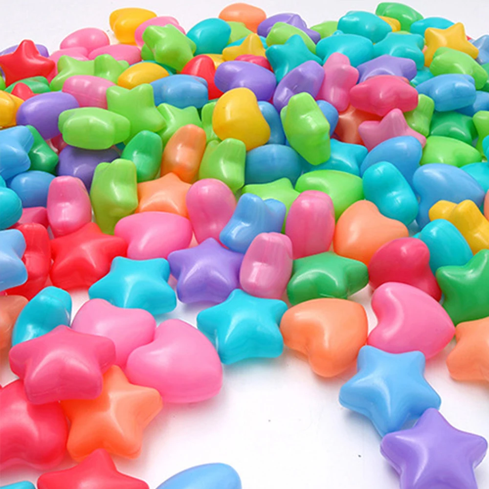 50шт Цветни пластмасови океански топка на дупки Love Star, Екологично чисти забавни детски плувни ями, детски играчки, Басейн с океанска вълна, Мъниста