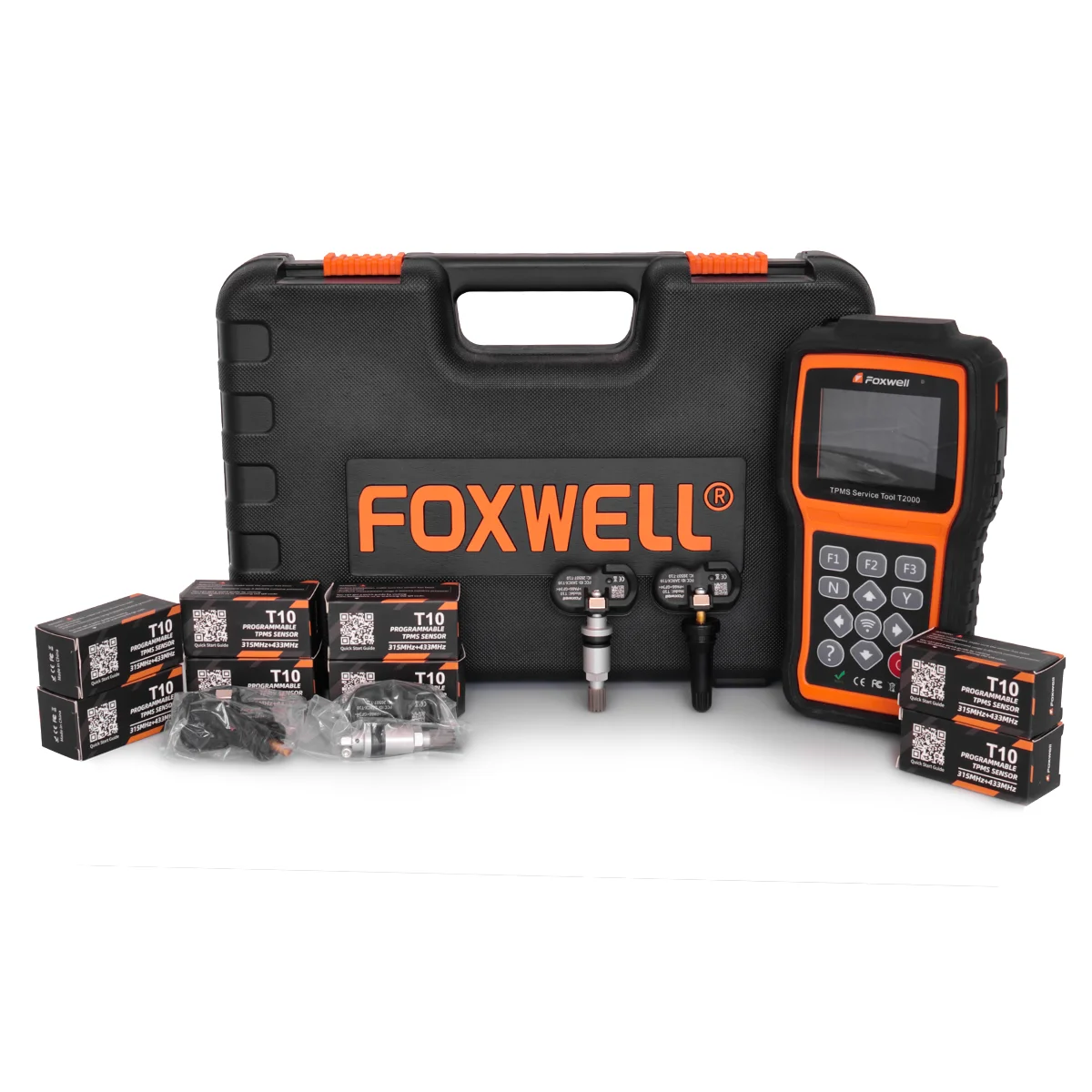 FOXWELL T2000 Система за контрол на налягането в гумите OBD2 ГУМИТЕ скенер с 8 бр. двухчастотными датчици за 315 и 433 Mhz