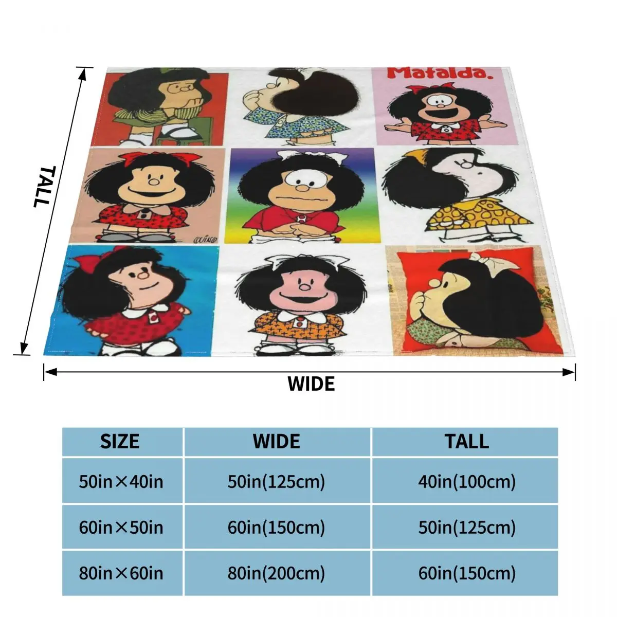 Kawaii Карикатура Аниме Каре Mafalda Одеяла Кадифе Есен/Зима Дишаща Лесен каре за Дивана Плюшевое одеяло