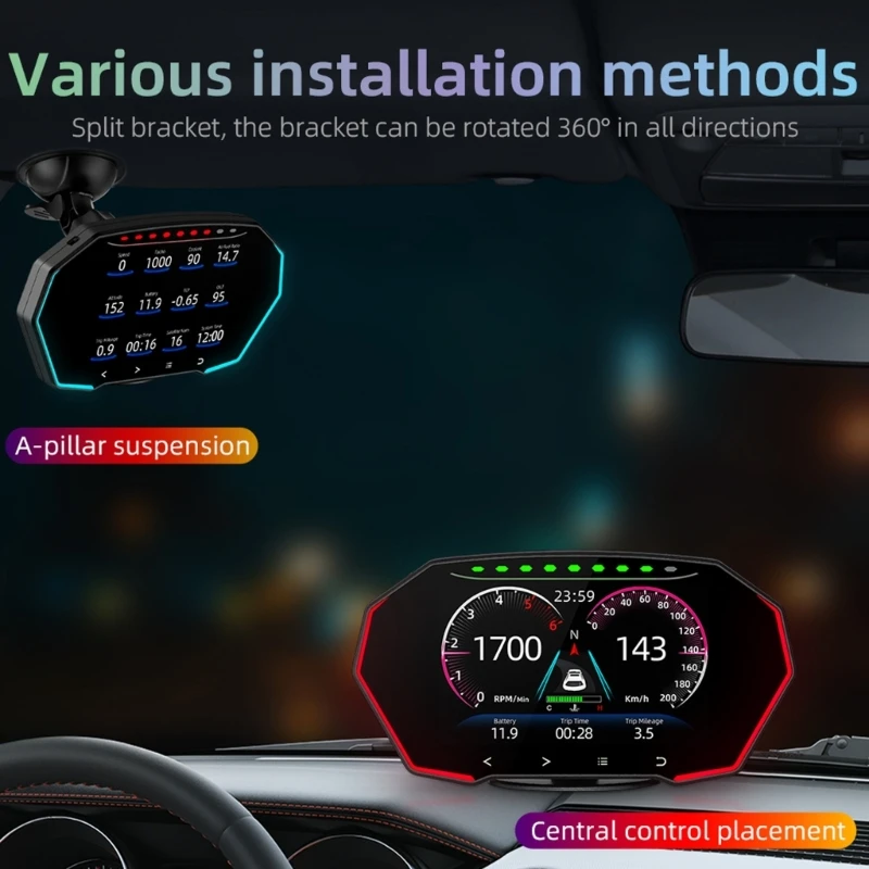 Авто Централен дисплей с висока разделителна способност HUD, Аларма за превишаване на скоростта, Скоростомер, цифрови датчици GPSHUD, Автоматично Напомняне за умората при шофиране