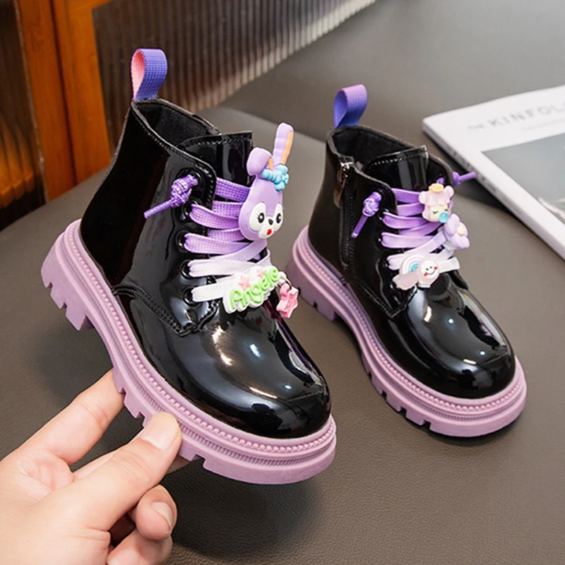 Модерни детски обувки за момичета, ежедневни, спортни обувки, маратонки за бягане, пролет-есен-зима, детски обувки принцеса с модел на заек от анимационен филм за деца