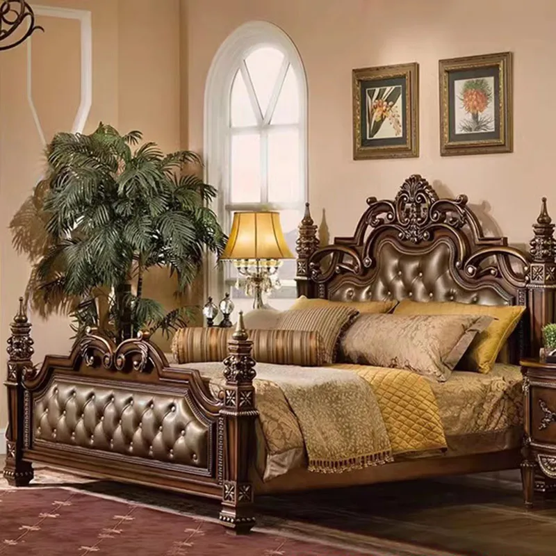 Начало на Съвременната Козметична легло Спалня Салон от Скандинавския Дърво Луксозно легло King Size От естествена кожа, Мебели за хола Letto Matrimoniale