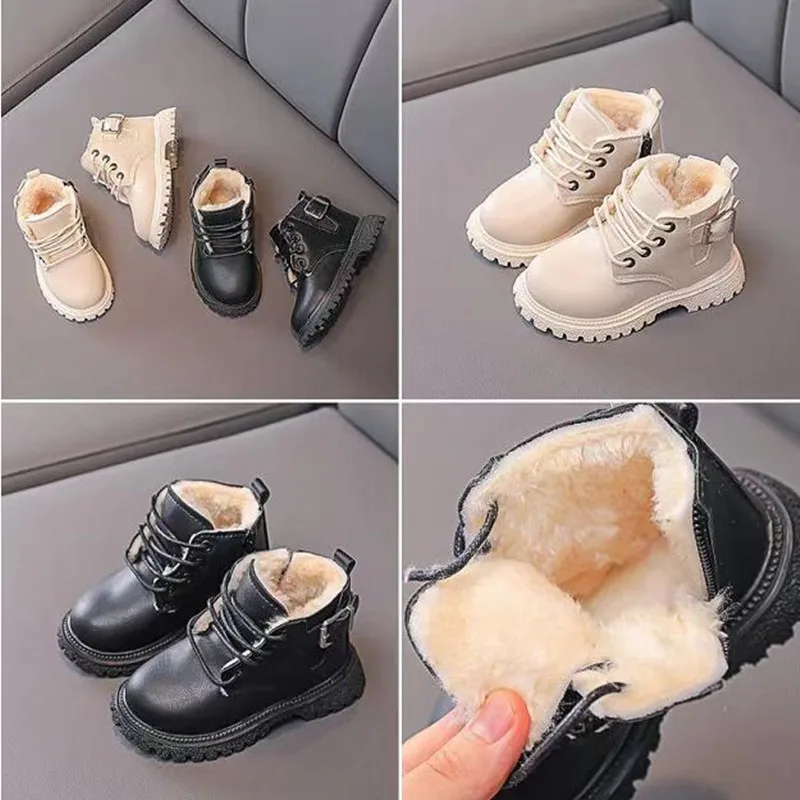 Нова детска малката кожена обувки с ниско окачи отпред, подметка, дантела, нескользящая, обикновена топли зимни нескользящие обувки за момичета