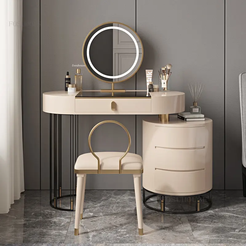 Скандинавските Умни led Скринове Минималистичен домакински Шкаф за Съхранение на козметика и Модерни Мебели За Спалнята огледало, Тоалетка