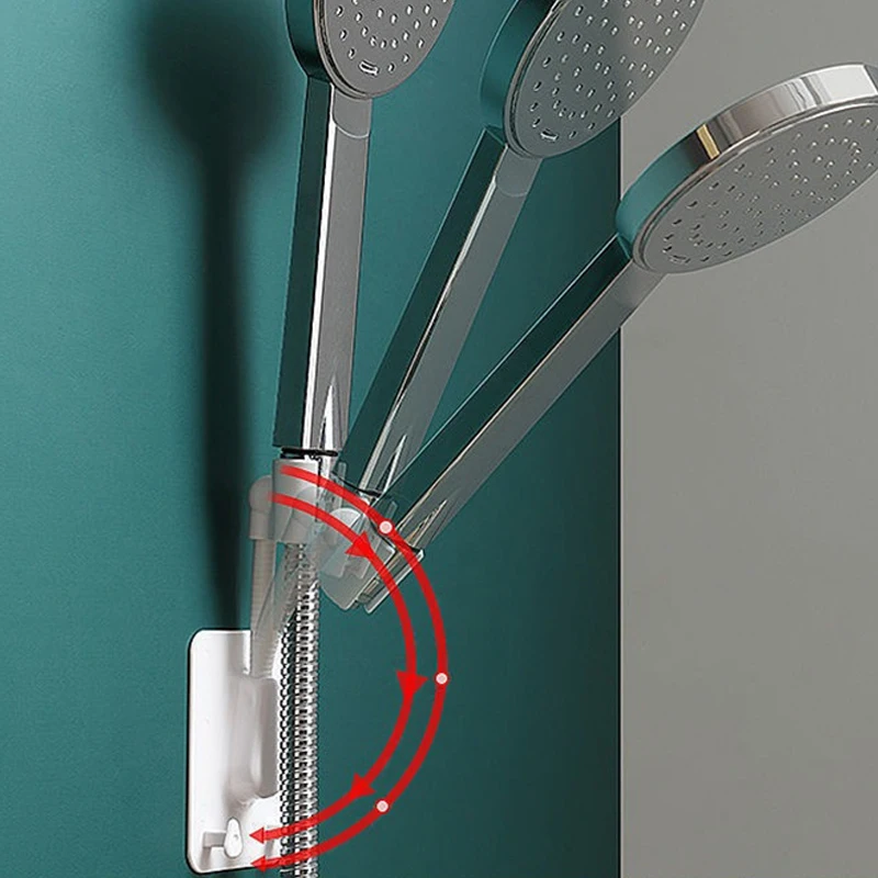 Универсален регулируем държач за подвижен душ с куки, устойчиви на вращению на 360 градуса, неперфорированный държач за стена за баня с пълно покритие